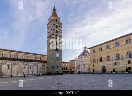 Beautiful view of Piazza del Duomo in a moment of tranquility, Pistoia, Tuscany, Italy Stock Photo