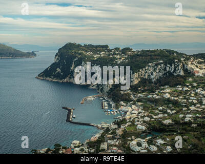 View from Villa San Michele overlooking Marina Grande on the Island of Capri in the region of Campania, Italy Stock Photo