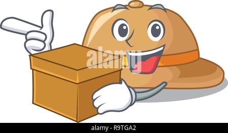 With box cork het in a shape cartoon Stock Vector