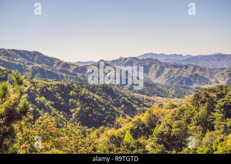 Majestic mountains near the great wall of China. Mutianyu Stock Photo