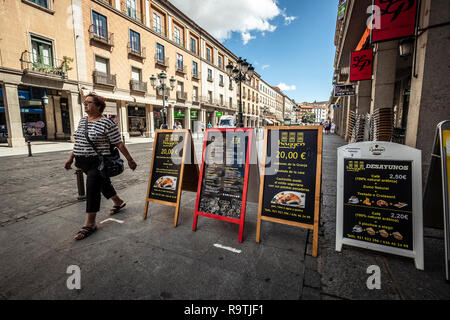 Undefined people walking the streets of Segovia, Spain. Stock Photo
