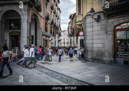 Undefined people walking the streets of Segovia, Spain. Stock Photo