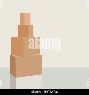 Pile of cardboard boxes ready to be shipped isolated on white background Stock Vector