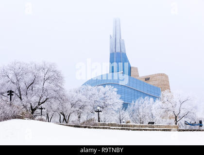 Canadian Museum for Human Rights on a frosty winter day, Winnipeg, Manitoba, Canada. Stock Photo