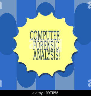 Handwriting text writing Computer Forensic Analysis. Concept meaning evidence found in computers and storage media Blank Seal with Shadow for Label Em Stock Photo