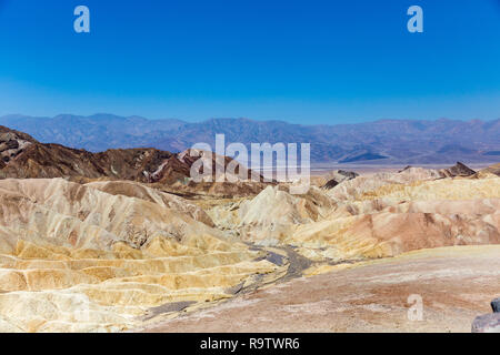 Zabriskie Point is a part of Amargosa Range located in east of Death Valley noted for its erosional landscape. It is composed of sediments from Furnac Stock Photo