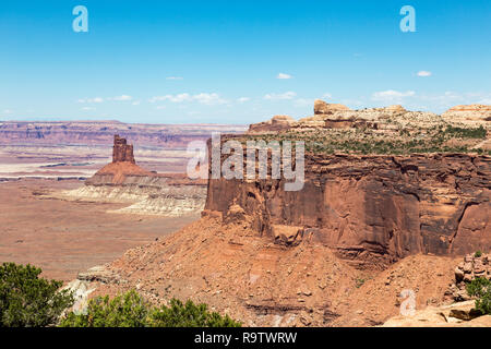 Canyonlands National Park in southeastern Utah is known for its dramatic desert landscape carved by the Colorado River. Island in the Sky is a huge, f Stock Photo