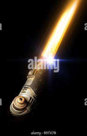 Futuristic magic light laser sword science fiction weapon concept Stock Photo