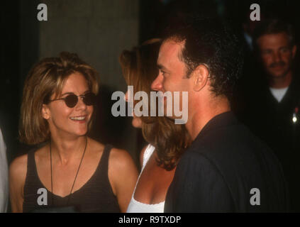 CENTURY CITY, CA - JUNE 23: Actress Meg Ryan, actress Rita Wilson and actor Tom Hanks attend TriStar Pictures' 'Sleepless in Seattle' Premiere on June 23, 1993 at the Cineplex Odeon Century Plaza Cinemas in Century City, California. Photo by Barry King/Alamy Stock Photo Stock Photo