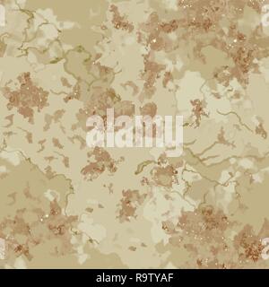 Camo marble texture design with splatter spots, khaki desert surface, modern azure tones background Stock Vector