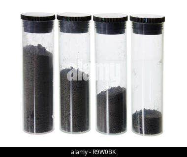 Soil Samples in Tubes on White Background Stock Photo