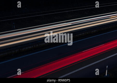 light trails at Highway in germany Stock Photo