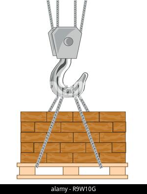 Vector illustration of the hook from tap unloading brick Stock Vector