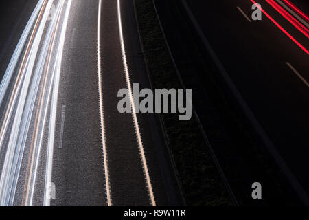 light trails at Highway in germany Stock Photo