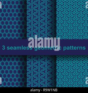 3 seamless geometric patterns. Stock Vector