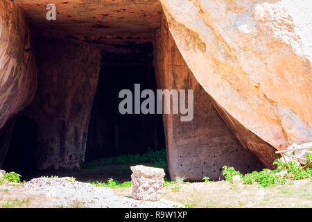 Limestone Cave Grotta dei Cordari - Syracuse, Sicily, Italy Stock Photo