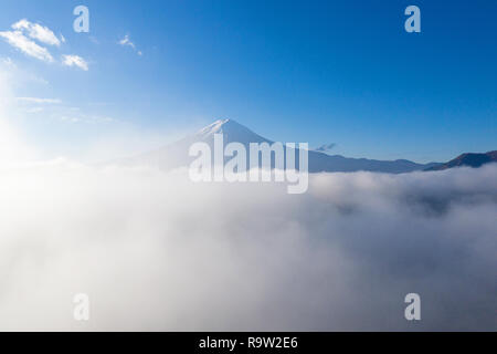 Aerial view of Mt Fuji and sea of fog, Japan Stock Photo