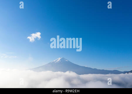 Aerial view of Mt Fuji and sea of fog, Japan Stock Photo