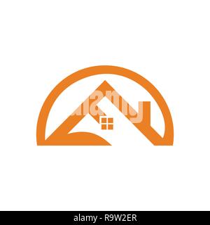 House roof and home logo vector element colored blue. Company logo design. Stock Vector