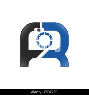 photography logo, shutter logo design, R shutter logo, camera shutter Stock Vector