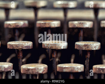 Closeup Keys typewriter covered with dust	 Stock Photo