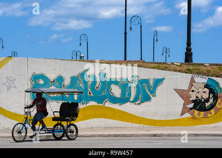 Revolutionary slogans on a street in Havana, Cuba. Stock Photo