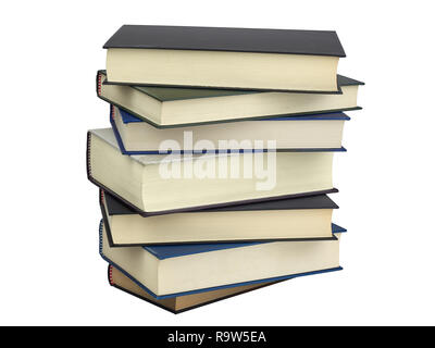 Stack of hard cover books isolated Stock Photo