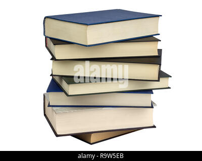 Stack hard cover books isolated on white Stock Photo