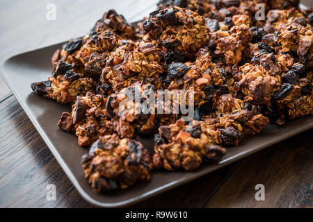 Homemade Granola Cookies with Dried Fruits Raisin and Dry Walnut. Organic Food. Stock Photo