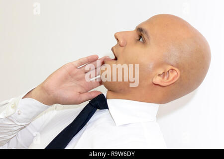 Bald man totally surprised Stock Photo