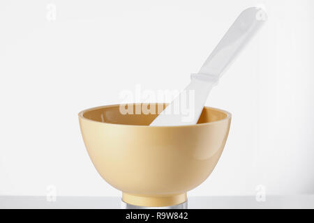 Download Yellow Plastic Bowl And Spatula Stock Photo Alamy Yellowimages Mockups