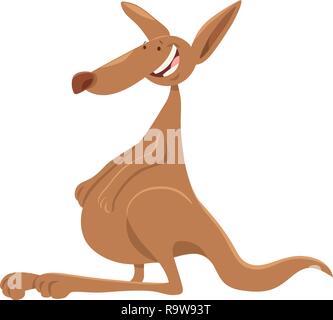 Cartoon Illustration of Happy Kangaroo Wild Animal Character Stock Vector