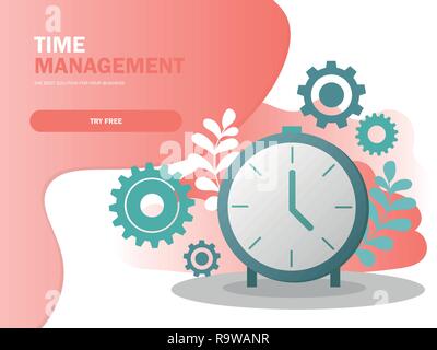 Time management planning and control concept composition poster vector Stock Vector