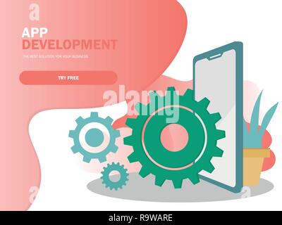 Mobile application development vector illustration. Smartphone interface Stock Vector