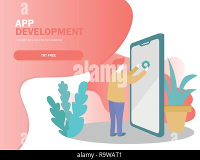Mobile application development vector illustration. Smartphone interface Stock Vector