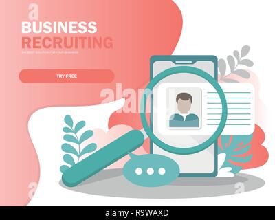 Online Recruitment vector illustration concept, businessman analyzing resume Stock Vector