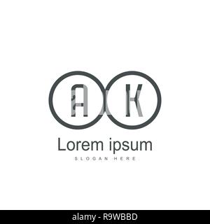 Initial Letter AK Logo Template Vector Design Stock Vector
