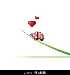 two ladybugs make love on a blade of grass vector illustration EPS10 Stock Vector