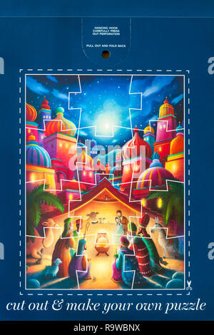 advent calendar puzzle on back of M&S Nativity Advent Calendar - cut out & make your own puzzle Stock Photo