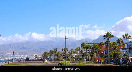 houses with palms nearby on Tenerife, one of the canary islands Stock Photo