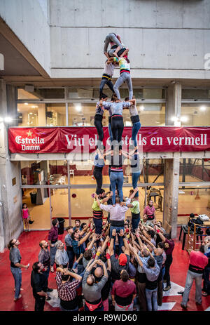 Castellers de Barcelona (Human towers) - Barcelona, Spain Stock Photo