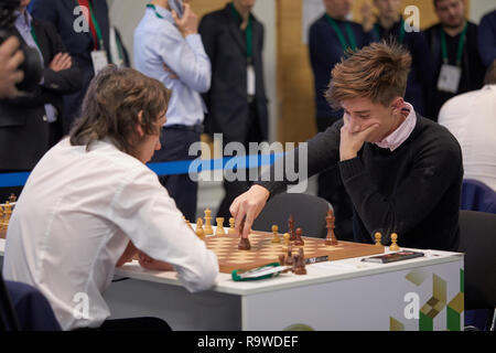 St. Petersburg, Russia - December 30, 2018: Grandmaster Daniil Dubov,  Russia holding the golden cup of World Rapid Chess Championship 2018 during  awar Stock Photo - Alamy