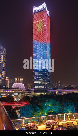 White Magnolia Plaza in Shanghai at night Stock Photo