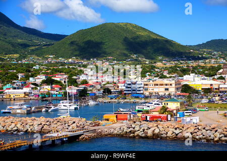 Condos and Homes Past Marina in St Kitts Stock Photo