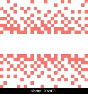 Abstract vector backdrop with white pixels in coral color inspired by 2019 year color. Stock Vector