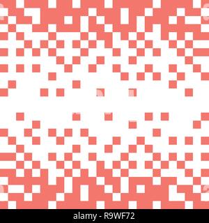 Abstract vector backdrop with white pixels in coral color. Color of 2019 year. Stock Vector
