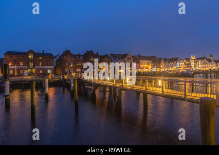 The small habour of the country town of Husum at Christmas time, North Frisia, Schleswig-Holstein, North Germany, Europe Stock Photo