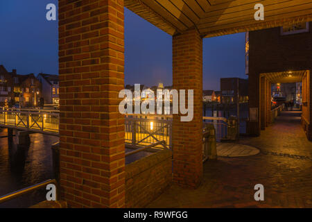 The small habour of the country town of Husum at Christmas time, North Frisia, Schleswig-Holstein, North Germany, Europe Stock Photo