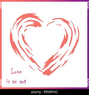 Vector heart shape in modern style and coral color. Stock Vector