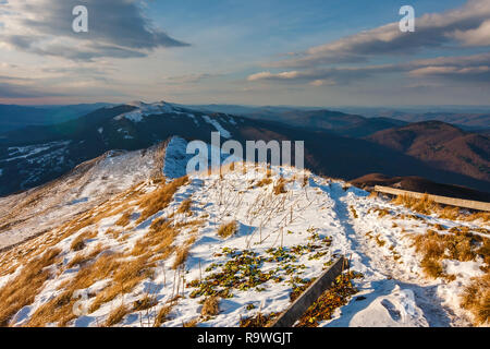 Sunset over Bieszczady Mountains, south east Poland Stock Photo